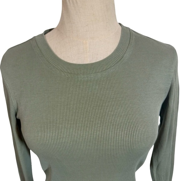 Maria Stanley Pierce Cropped Ribbed Long Sleeve Top in Celadon- Still Selling - Picture 6 of 13